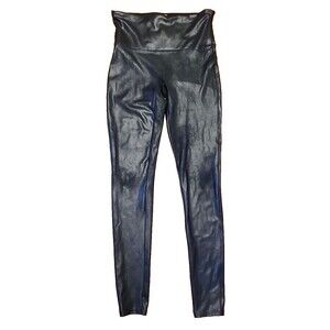 Spanx  Womens  Faux  Leather  Stretch  Leggings  Black  Size  Large         T52